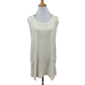 Fabletics Tank Top Women Plus 2X Ivory Ribbed Scoop Neck Racerback Drop Armholes